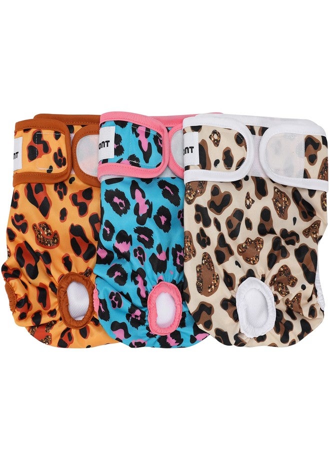 Avont 3 Pack Washable Female Dog Diapers, Premium Reusable Highly Absorbent Doggie Period Panties Durable Dog Diaper Cover -M Leopard Print - Image 1